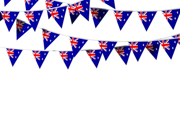 Australie drapeau festif bunting sur un fond clair. Rendu 3D — Photo