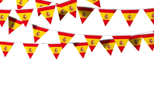 Bandera de España banderín festivo sobre un fondo liso. Renderizado 3D —  Fotos de Stock