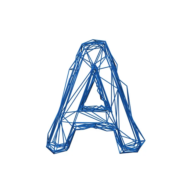 Carta Um quadro de arame baixo alfabeto poli. Renderização 3D — Fotografia de Stock