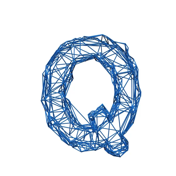 字母Q线框低多字母表.3D渲染 — 图库照片