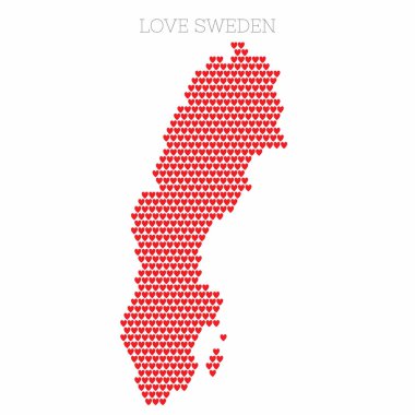 İsveç ülke haritası aşk kalp yarım ton modelinden yapılmıştır