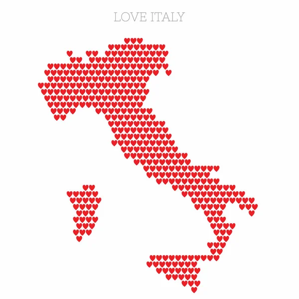 İtalya ülke haritası aşk kalp yarım ton deseninden yapılmıştır — Stok Vektör
