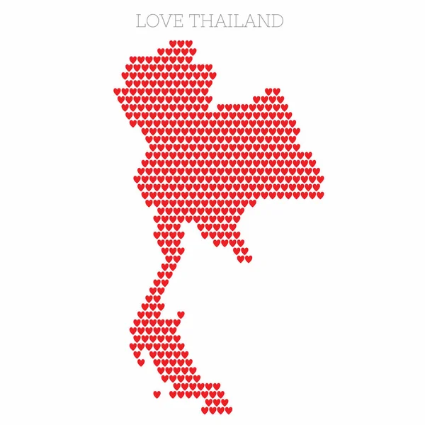 Carte du pays Thaïlande faite de coeur d'amour motif demi-teinte — Image vectorielle