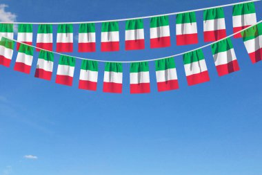 Mavi gökyüzünde sallanan bayrak bayrağı. 3B Hazırlama