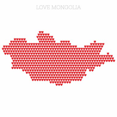 Moğolistan ülke haritası aşk kalp yarım ton desenli