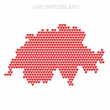 İsviçre ülke haritası aşk kalp yarım ton modelinden yapılmıştır