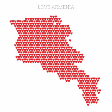 Ermenistan ülke haritası aşk kalp yarım ton desenli