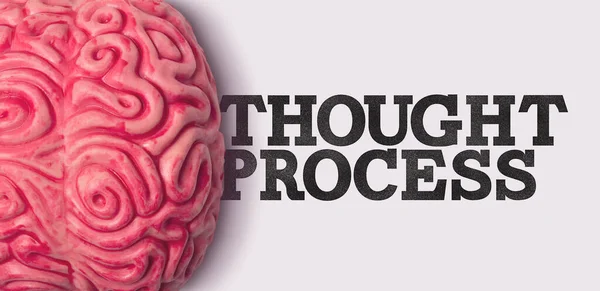 Thought Process word next to a human brain model