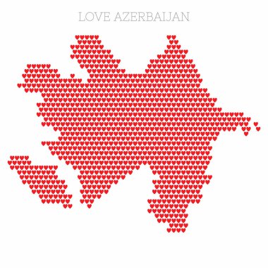 Azerbaycan ülke haritası aşk kalp yarım ton desenli