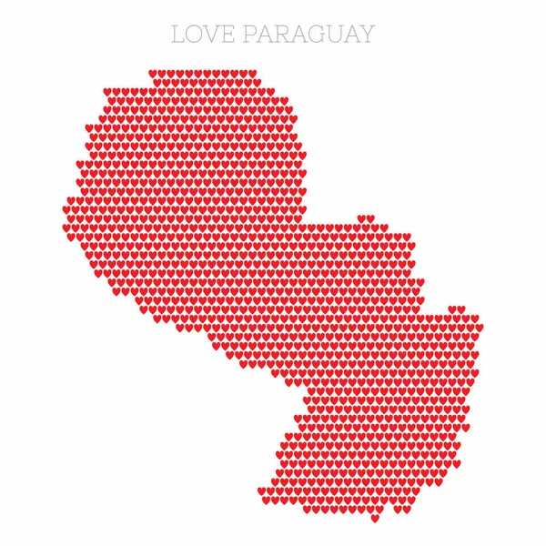 Paraguai mapa do país feito de amor coração padrão de meio-tom —  Vetores de Stock