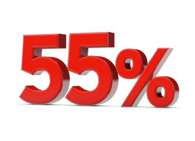 Yüzde 55 kırmızı tanıtım işareti. 3B Hazırlama