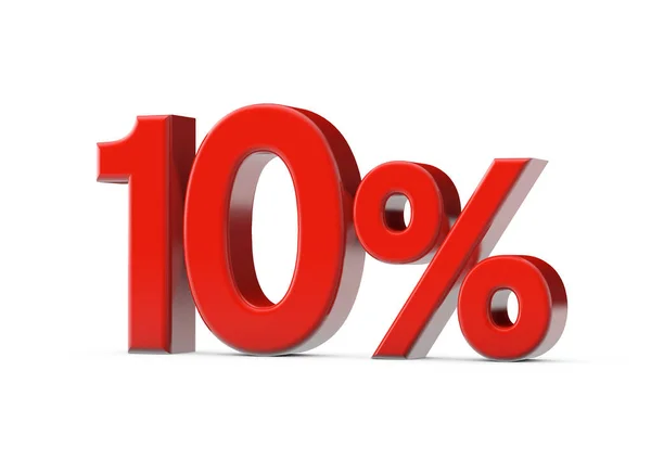 10 per cento segno di vendita promozionale rosso. Render 3D — Foto Stock