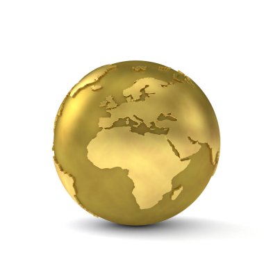 Avrupa ve Afrika 'yı gösteren altın küre. 3d hazırlayıcı