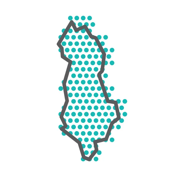 Albánia egyszerű körvonaltérkép zöld féltónusú pontmintával — Stock Vector
