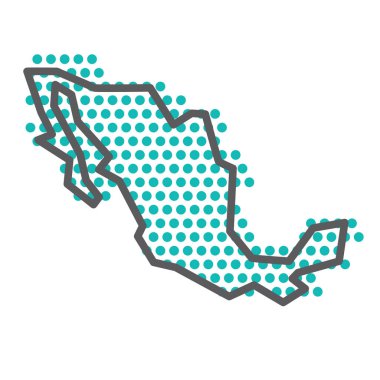 Yeşil yarım ton nokta desenli basit Meksika ana hat haritası