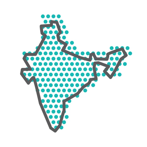India semplice mappa di contorno con motivo a punto mezzitoni verde — Vettoriale Stock