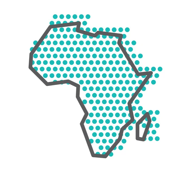África mapa esboço simples com padrão ponto meio tom verde — Vetor de Stock