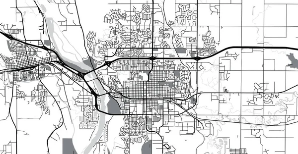 Urban vector city map of Bismarck, USA. 노스다코타주 의주 도 — 스톡 벡터