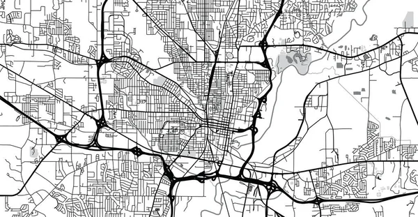 Mapa urbano de Jackson, Estados Unidos. Capital del estado de Mississippi — Archivo Imágenes Vectoriales