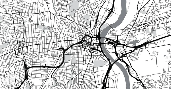 ハートフォードの都市ベクトル都市地図。コネチカット州の州都 — ストックベクタ