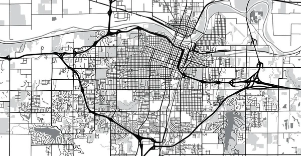 Stadsvector stadskaart van Topeka, USA. Kansas hoofdstad — Stockvector