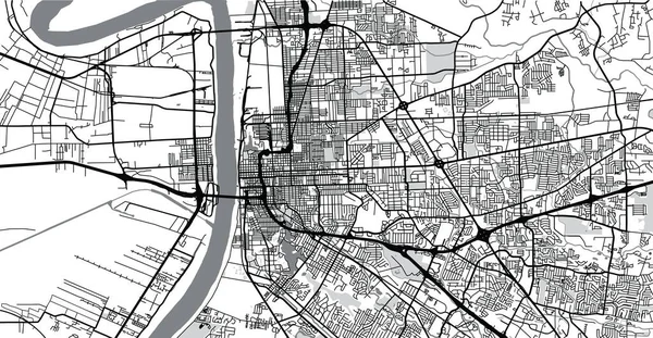 城市矢量城市地图巴吞鲁日，美国。路易斯安那州首府 — 图库矢量图片