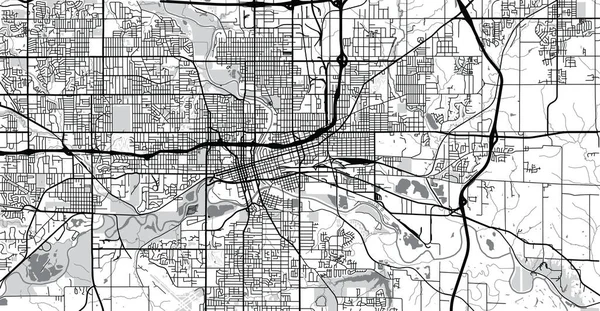 Stadsvector stadskaart van Des Moines, USA. Staatshoofdstad van Iowa — Stockvector