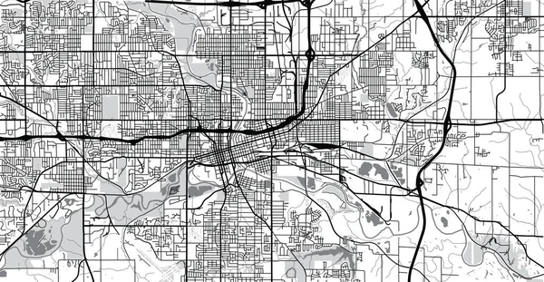 Urban vector city map of Des Moines, USA. Iowa state capital — Stock Vector