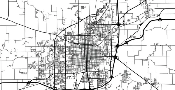 Αστικός διανυσματικός χάρτης της πόλης Σπρίνγκφιλντ, ΗΠΑ. Πολιτειακή πρωτεύουσα του Illinois — Διανυσματικό Αρχείο