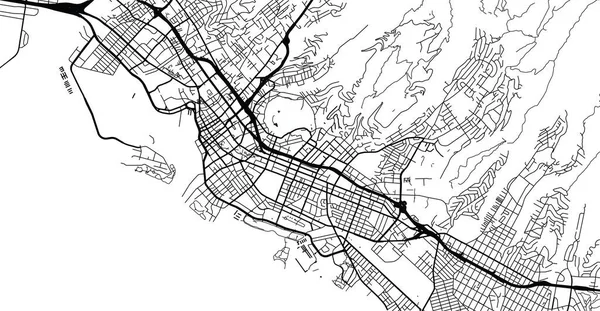 Mapa da cidade vetorial urbana de Honolulu, Estados Unidos. Cidade do Havaí —  Vetores de Stock