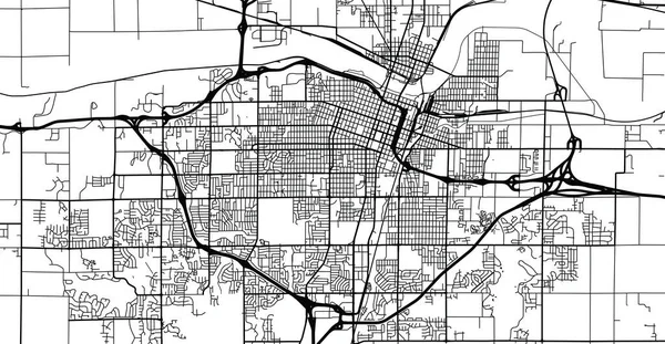 Stadsvector stadskaart van Topeka, USA. Kansas hoofdstad — Stockvector