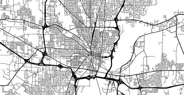 Mapa urbano de Jackson, Estados Unidos. Capital del estado de Mississippi — Archivo Imágenes Vectoriales