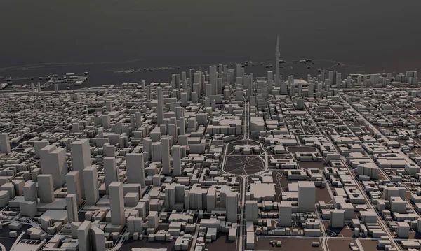 Toronto, Canada City map 3D Rendering. Вид з літака.. — стокове фото