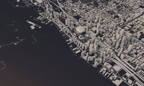 Τορόντο, Καναδάς χάρτης πόλης 3D Αποτύπωση. Αεροφωτογραφία δορυφόρου. — Φωτογραφία Αρχείου