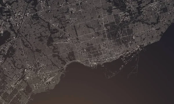 多伦多，加拿大城市地图3D渲染。航空卫星视图. — 图库照片