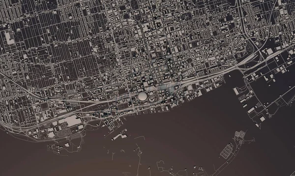 캐나다 토론 토 : 3D 렌더링 지도. 공중 위성 사진. — 스톡 사진