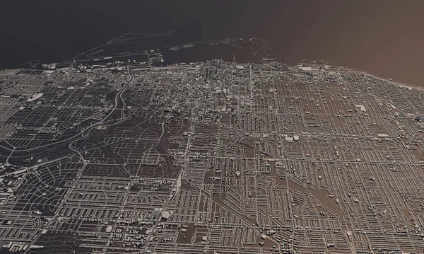 Toronto, Canadá mapa de la ciudad 3D Rendering. Vista aérea por satélite . — Foto de Stock