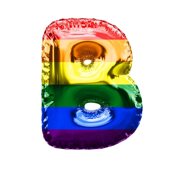 Лист B гей гордість прапор блискучої фольги кульковий шрифт. 3D рендерингу — стокове фото