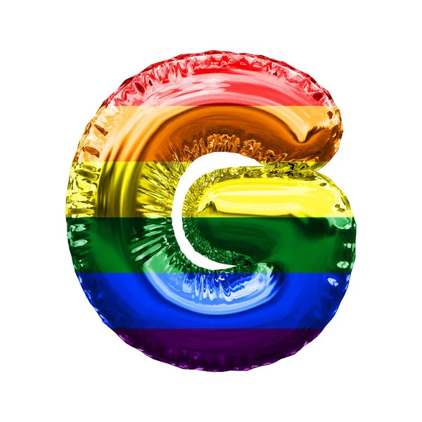 Лист G гей гордість прапор блискучої фольги повітряна куля шрифт. 3D рендерингу — стокове фото
