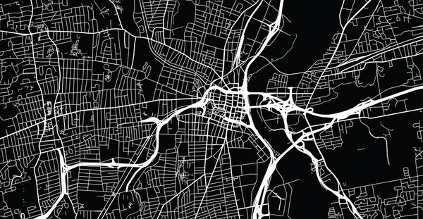 Mapa urbano de Hartford, Estados Unidos de América. Capital del estado de Connecticut — Vector de stock