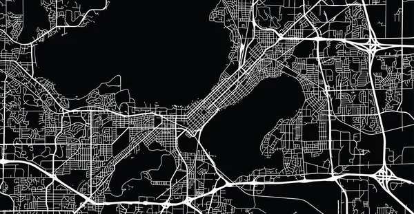 Madison, ABD şehir haritası. Wisconsin eyalet başkenti — Stok Vektör