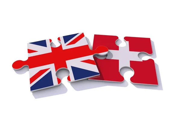 Royaume-Uni et la Suisse pièces de puzzle drapeau. rendu 3D — Photo
