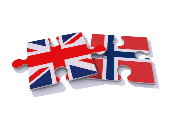 Royaume-Uni et Norvège pièces de puzzle drapeau. rendu 3D — Photo