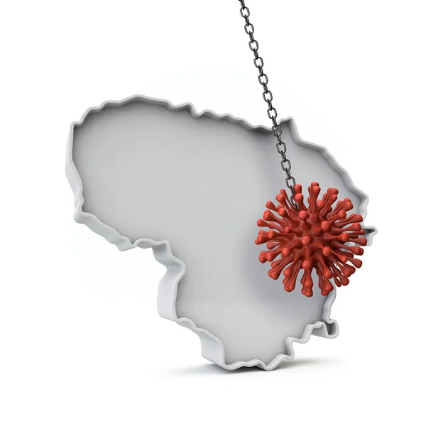 Lithuania simple 3D map being hit by coronavirus. 3D Rendering — Stock Photo, Image