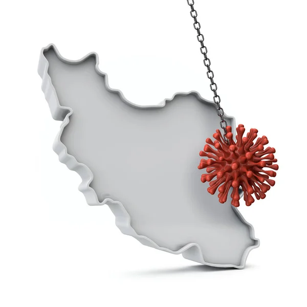 Iran simple 3D map being hit by coronavirus. 3D Rendering — Stock Photo, Image