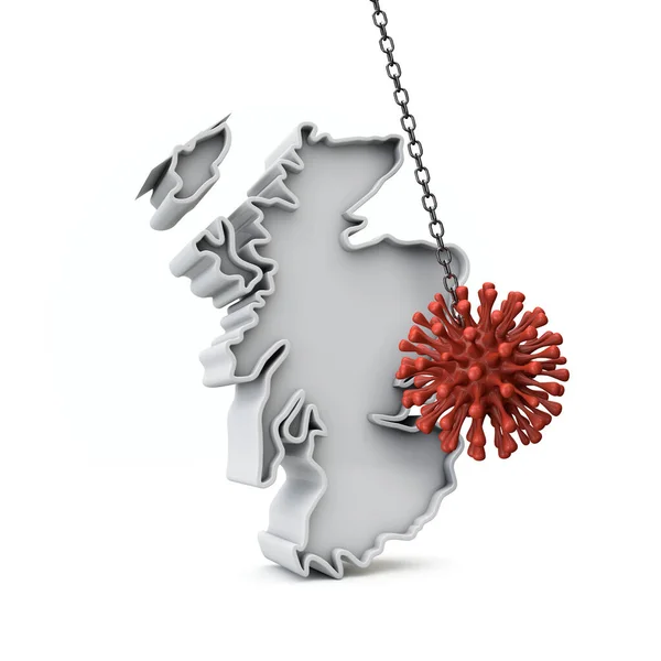 Scotland simple 3D map being hit by coronavirus. 3D Rendering — Stock Photo, Image