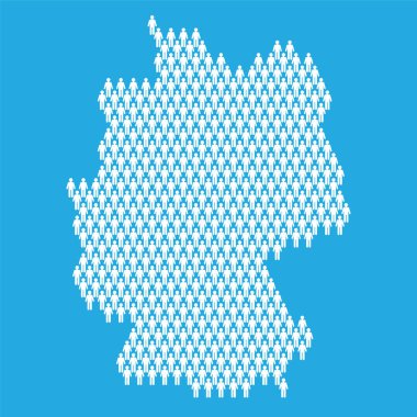 Almanya nüfusu. Çubuk şekilli insanlardan yapılmış istatistik haritası