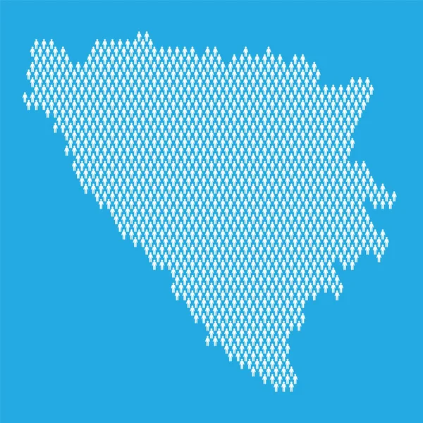 Bosna nüfusu. Çubuk şekilli insanlardan yapılmış istatistik haritası — Stok Vektör