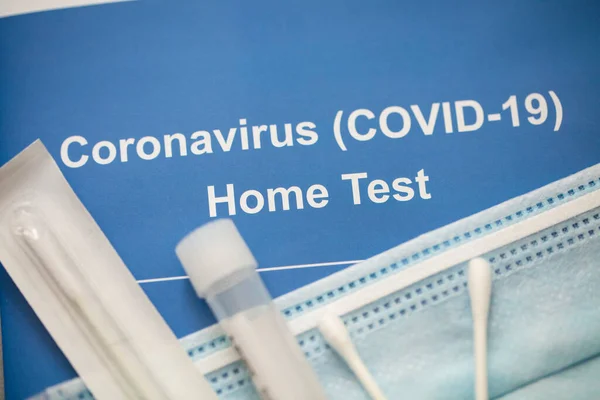 Coronavirus Covid-19 home test kit with swab and test tube — 스톡 사진
