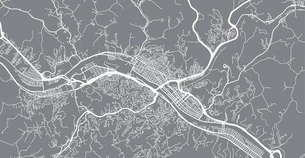 Carte de ville Charleston, États-Unis d'Amérique. Virginie-Occidentale capitale — Image vectorielle